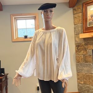 Sheer white blouse with balloon fit
